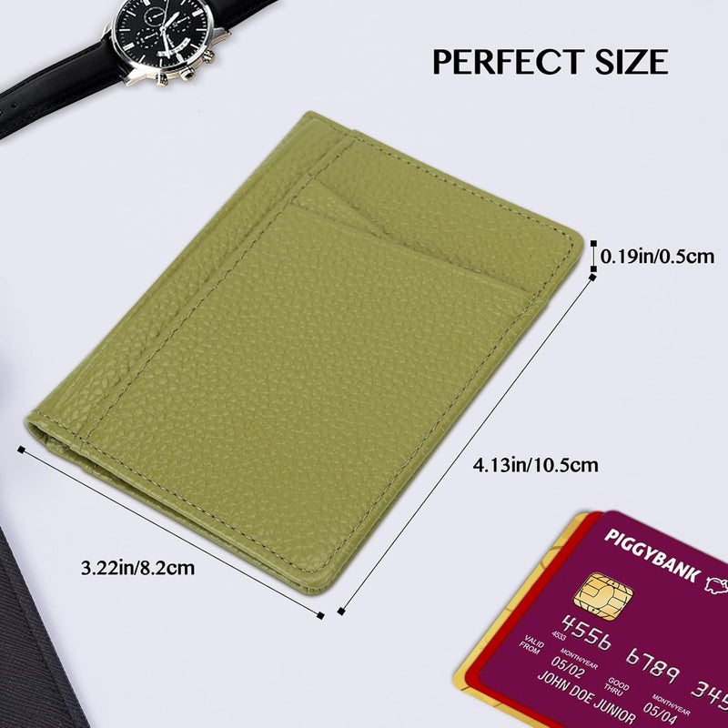 Unaone Slim Minimalist Wallet - Premium Leather RFID Blocking Front Pocket Wallets with 8 Card Slots and 2 ID Window, Green - Image 3